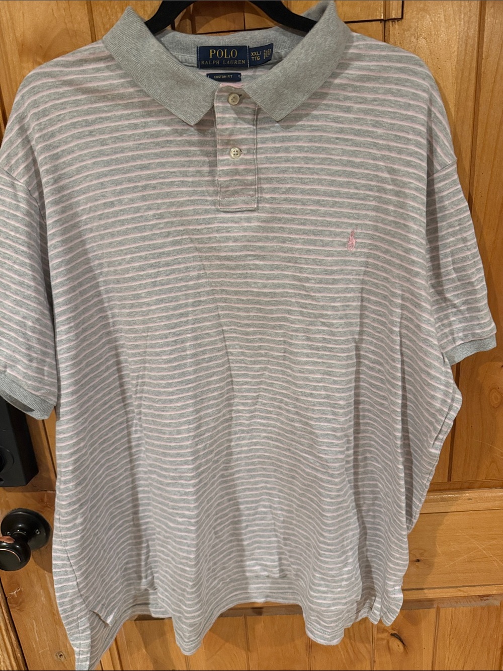 Polo by Ralph Lauren Gray & Pink Striped Polo Shirt
